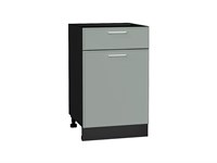 Шкаф нижний с 1-ой дверцей и ящиком Квадро Graphite, Аквамарин, 500 В*Ш*Г 816*500*481, фасад МДФ  Аквамарин, корпус  Graphite ms2510VVT_73510