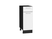 Шкаф нижний с 1-ой дверцей и ящиком Квадро Graphite, Белый, 300 В*Ш*Г 816*300*481, фасад МДФ  Белый, корпус  Graphite ms2510VVT_73503