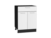 Шкаф нижний с 2-мя дверцами и ящиком Квадро Graphite, Белый, 600 В*Ш*Г 816*600*481, фасад МДФ  Белый, корпус  Graphite ms2510VVT_73578