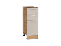 Шкаф нижний с 3-мя ящиками Квадро Дуб Вотан, Кашемир, 300 В*Ш*Г 816*300*481, фасад МДФ  Кашемир, корпус  Дуб Вотан ms2510VVT_73616