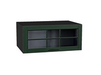 Шкаф верхний горизонтальный остекленный глубокий Дублин Graphite, Special Green, 800 В*Ш*Г 358*800*574, фасад МДФ/Стекло  Special Green, корпус  Graphite ms2510VVT_74257