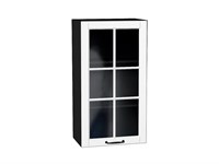 Шкаф верхний с 1-ой остекленной дверцей Дублин Graphite, Special White, 920, 500 В*Ш*Г 920*500*318, фасад МДФ/Стекло  Special White, корпус  Graphite ms2510VVT_74347
