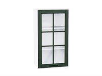 Шкаф верхний с 1-ой остекленной дверцей Дублин Белый, Special Green, 920, 500 В*Ш*Г 920*500*318, фасад МДФ/Стекло  Special Green, корпус  Белый ms2510VVT_74323