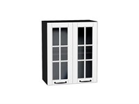 Шкаф верхний с 2-мя остекленными дверцами Дублин Graphite, Special White, 720, 600 В*Ш*Г 716*600*318, фасад МДФ/Стекло  Special White, корпус  Graphite ms2510VVT_74304