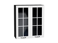 Шкаф верхний с 2-мя остекленными дверцами Дублин Graphite, Special White, 920, 800 В*Ш*Г 920*800*318, фасад МДФ/Стекло  Special White, корпус  Graphite ms2510VVT_74307