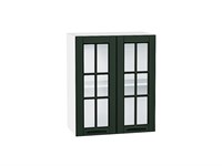 Шкаф верхний с 2-мя остекленными дверцами Дублин Белый, Special Green, 720, 600 В*Ш*Г 716*600*318, фасад МДФ/Стекло  Special Green, корпус  Белый ms2510VVT_74292