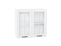 Шкаф верхний с 2-мя остекленными дверцами Дублин Белый, Special White, 720, 800 В*Ш*Г 716*800*318, фасад МДФ/Стекло  Special White, корпус  Белый ms2510VVT_74289