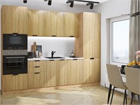 Кухонный гарнитур модульный Евро Лайн-01 В*Ш*Г 2140*2800*600, фасад МДФ  Дуб песочный, корпус  Дуб Вотан, столешница  Антарес ms2510VVT_79792