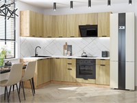 Кухонный гарнитур модульный Евро Лайн-05 В*Ш*Г 2140*1400/2400*600, фасад МДФ  Дуб песочный, корпус  Дуб Вотан, столешница  Пирит светлый ms2510VVT_79788