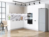 Кухонный гарнитур модульный Евро Лайн-03 В*Ш*Г 2140*2150/2800*600, фасад МДФ  Белый/Агат, корпус  Белый, столешница  Гранит белый глянец ms2510VVT_77593