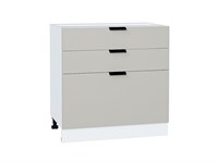 Шкаф нижний с 3-мя ящиками Евро Белый, Агат, 800 В*Ш*Г 816*800*478, фасад МДФ  Агат, корпус  Белый ms2510VVT_59256