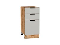 Шкаф нижний с 3-мя ящиками Евро Дуб Вотан, Агат, 400 В*Ш*Г 816*400*478, фасад МДФ  Агат, корпус  Дуб Вотан ms2510VVT_62107