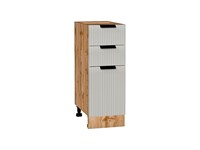 Шкаф нижний с 3-мя ящиками Евро Лайн Дуб Вотан, Агат, 300 В*Ш*Г 816*300*478, фасад МДФ  Агат, корпус  Дуб Вотан ms2510VVT_62101