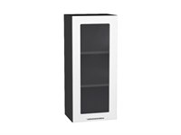 Шкаф верхний с 1-ой остекленной дверцей Валерия-М Graphite, Белый металлик, 920, 400 В*Ш*Г 920*400*318, фасад МДФ/Стекло  Белый металлик, корпус  Graphite ms2510VVT_40700