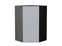 Шкаф верхний угловой Валерия-М Graphite, Серый металлик дождь светлый, 920 В*Ш*Г 920*600*600, фасад МДФ  Серый металлик дождь светлый, корпус  Graphite ms2510VVT_40539