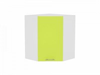Шкаф верхний угловой Валерия-М Белый, Лайм глянец В*Ш*Г 716*600*600, фасад МДФ  Лайм глянец, корпус  Белый ms2510VVT_37953