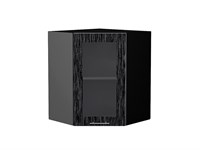 Шкаф верхний угловой остекленный Валерия-М Graphite, Черный металлик дождь, 720 В*Ш*Г 716*600*600, фасад МДФ/Стекло  Черный металлик дождь, корпус  Graphite ms2510VVT_37981