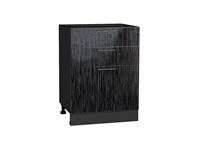 Шкаф нижний с 3-мя ящиками Валерия-М Graphite, Черный металлик дождь, 600 В*Ш*Г 816*600*480, фасад МДФ  Черный металлик дождь, корпус  Graphite ms2510VVT_38473