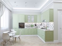 Кухонный гарнитур модульный Ницца-04 В*Ш*Г 2340*3200/2700*600, фасад МДФ/Стекло  Дуб оливковый, корпус  Белый, столешница  Пирит светлый ms2510VVT_77628