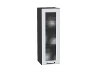 Шкаф верхний с 1-ой остекленной дверцей Ницца Graphite, Blanco, 920, 300, Кризет В*Ш*Г 920*300*318, фасад МДФ/Стекло  Blanco, корпус  Graphite ms2510VVT_44216