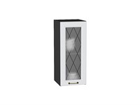 Шкаф верхний с 1-ой остекленной дверцей Ницца Graphite, Белый, 720, 300 В*Ш*Г 716*300*318, фасад МДФ/Стекло  Белый, корпус  Graphite ms2510VVT_54667