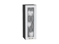 Шкаф верхний с 1-ой остекленной дверцей Ницца Graphite, Белый, 920, 300 В*Ш*Г 920*300*318, фасад МДФ/Стекло  Белый, корпус  Graphite ms2510VVT_54670