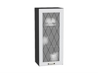 Шкаф верхний с 1-ой остекленной дверцей Ницца Graphite, Белый, 920, 400 В*Ш*Г 920*400*318, фасад МДФ/Стекло  Белый, корпус  Graphite ms2510VVT_54671