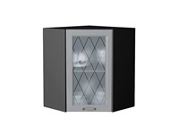 Шкаф верхний угловой остекленный Ницца Graphite, Графит, 720 В*Ш*Г 716*600*600, фасад МДФ/Стекло  Графит, корпус  Graphite ms2510VVT_54819