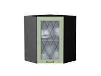 Шкаф верхний угловой остекленный Ницца Graphite, Дуб оливковый, 720 В*Ш*Г 716*600*600, фасад МДФ/Стекло  Дуб оливковый, корпус  Graphite ms2510VVT_44393