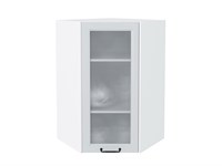 Шкаф верхний угловой остекленный Ницца Белый, Blanco, 920, Кризет В*Ш*Г 920*600*600, фасад МДФ/Стекло  Blanco, корпус  Белый ms2510VVT_33714