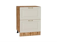 Шкаф нижний с 2-мя ящиками Ницца Дуб Вотан, Агат В*Ш*Г 816*600*478, фасад МДФ  Агат, корпус  Дуб Вотан ms2510VVT_64487