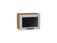 Шкаф верхний горизонтальный остекленный Глетчер Дуб Вотан, Гейнсборо Силк, 500 В*Ш*Г 358*500*318, фасад МДФ/Стекло  Гейнсборо Силк, корпус  Дуб Вотан ms2510VVT_61596