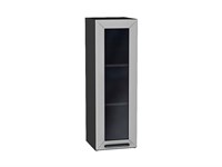 Шкаф верхний с 1-ой остекленной дверцей Глетчер Graphite, Гейнсборо Силк, 920, 300 В*Ш*Г 920*300*318, фасад МДФ/Стекло  Гейнсборо Силк, корпус  Graphite ms2510VVT_43541