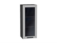 Шкаф верхний с 1-ой остекленной дверцей Глетчер Graphite, Гейнсборо Силк, 920, 400 В*Ш*Г 920*400*318, фасад МДФ/Стекло  Гейнсборо Силк, корпус  Graphite ms2510VVT_43544