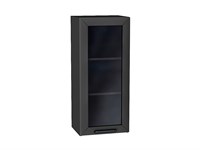 Шкаф верхний с 1-ой остекленной дверцей Глетчер Graphite, Маренго Силк, 920, 400 В*Ш*Г 920*400*318, фасад МДФ/Стекло  Маренго Силк, корпус  Graphite ms2510VVT_43546