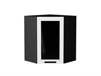 Шкаф верхний угловой остекленный Глетчер Graphite, Айленд Силк, 720 В*Ш*Г 716*600*600, фасад МДФ/Стекло  Айленд Силк, корпус  Graphite ms2510VVT_55957