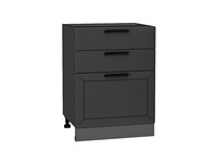 Шкаф нижний с 3-мя ящиками Глетчер Graphite, Маренго Силк, 600 В*Ш*Г 816*600*480, фасад МДФ  Маренго Силк, корпус  Graphite ms2510VVT_43675