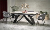 Стол обеденный Halmar HILARIO 180 раскладной (белый мрамор/черный) ms2601SIGHAL_V-CH-HILARIO-ST-BIALY