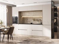 Кухня Карина ЛДСП  Кашемир/Дуб Крафт Серый (Пенал для встраиваемой бытовой техники, Центральная секция 2050 с местом под МП, Пенал)  3250 pn26mf_528835090