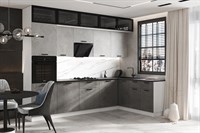 Кухня угловая Рио New №4 3.0 х 1.8 м бетон светлый / бетон темный фасад ЛДСП 16 мм / Стекло pnnon26mf_08-215435 (365073)
