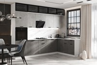 Кухня угловая Рио New №4 3.0 х 1.8 м бетон светлый / бетон темный фасад ЛДСП 16 мм / Стекло pnnon26mf_08-215432 (365070)