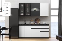 Кухня Техно-6 2,0м (Графит/Белый снег софт/Графит софт NEW) фасад МДФ 16 мм / Стекло pnnon26mf_08-203924 (356490)