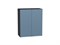 Шкаф верхний с 2-мя дверцами Фьюжн Graphite, Silky Blue, 720, 600 В*Ш*Г 716*600*320, фасад МДФ  Silky Blue, корпус  Graphite ms2510VVT_52042